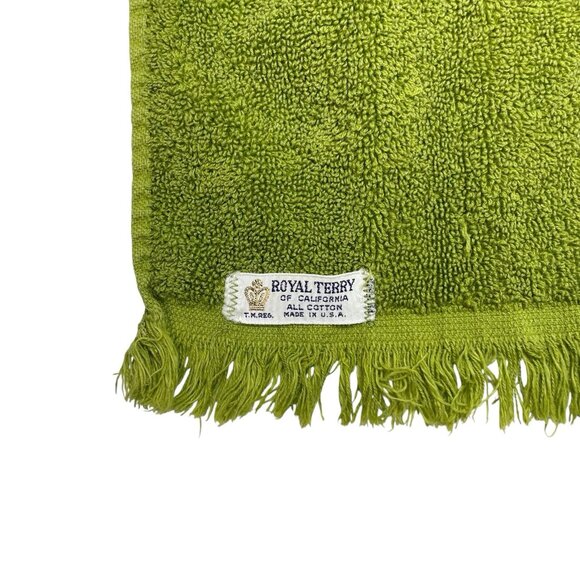 Royal Terry of California Fringed Fingertip Towel Embroidered Ladybug Green - Picture 7 of 9